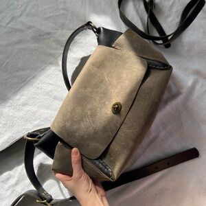 Vintage Beige Leather Bag with a bonus Belt